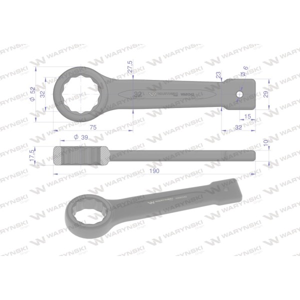 Klucz oczkowy do pobijania 32 mm Waryński WMK042 | Exvi