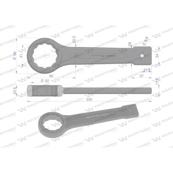Klucz oczkowy do pobijania 41 mm Waryński WMK044 | Exvi
