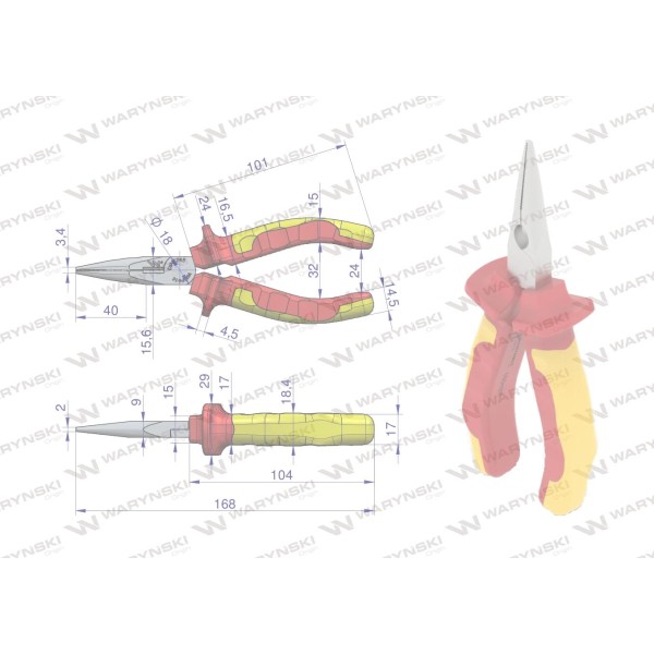 Szczypce izolowane, wydłużone proste 160 mm. WMP016 | Exvi