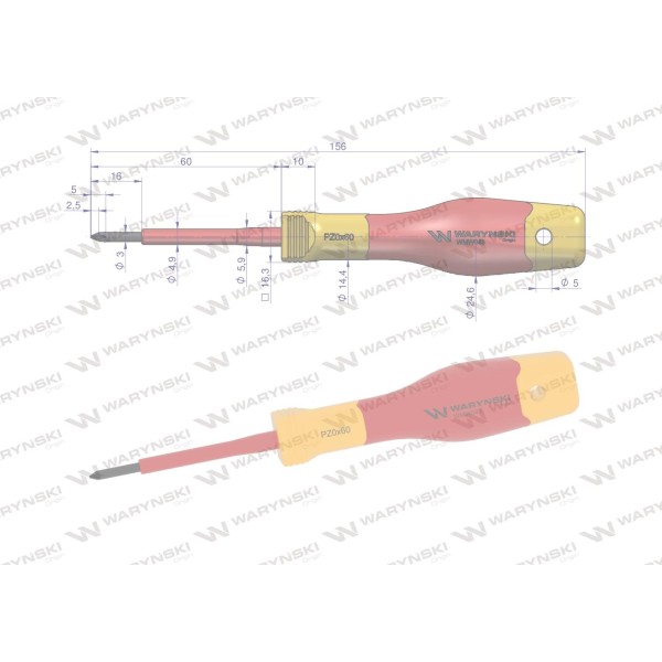 Wkrętak PZ0 60mm. izolowany. VDE. stal S2 WMW043 | Exvi
