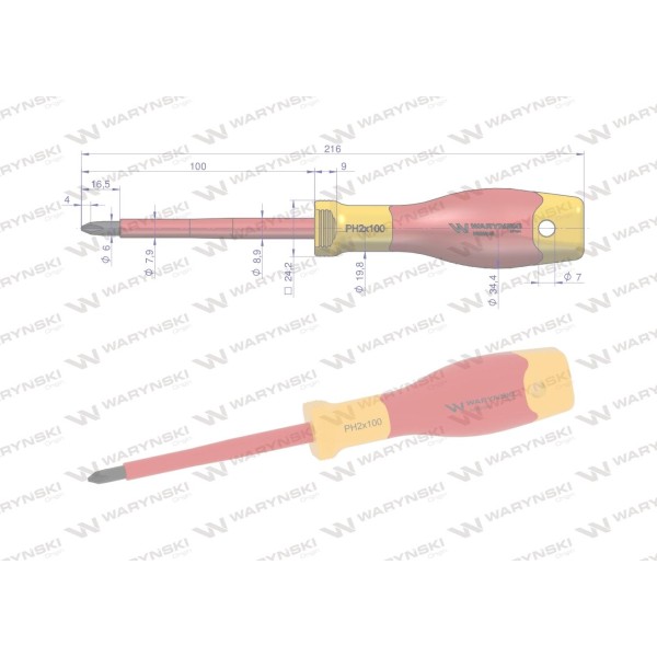 Wkrętak PH2 100 mm izolowany VDE stal S2 WMW045 | Exvi