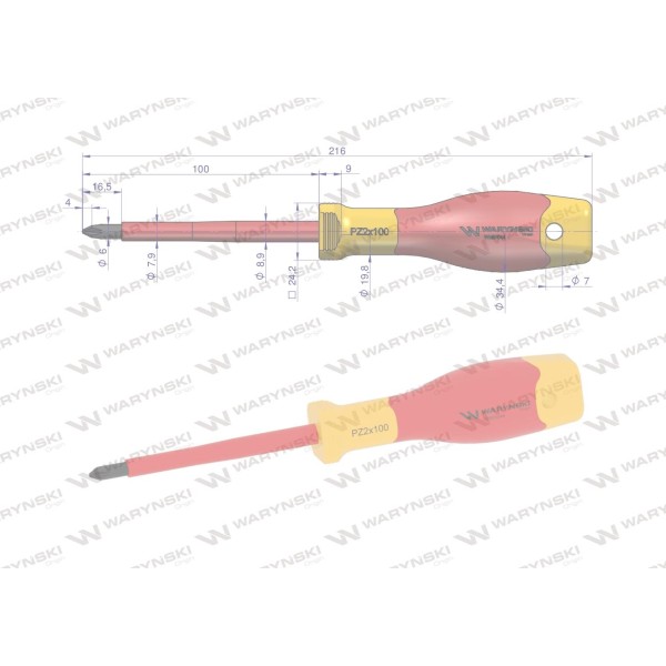 Wkrętak PZ2 100 mm. izolowany. VDE. stal S2 WMW044 | Exvi
