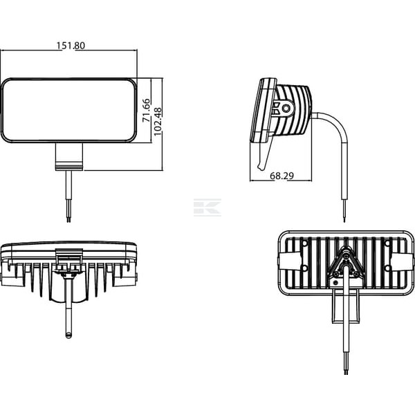 Lampa robocza LED, prostokątna 54W 4100lm LA10420 | Exvi