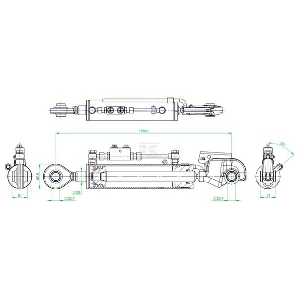 Łącznik górny hydrauliczny z hakiem TCVNNE357023022 | Exvi