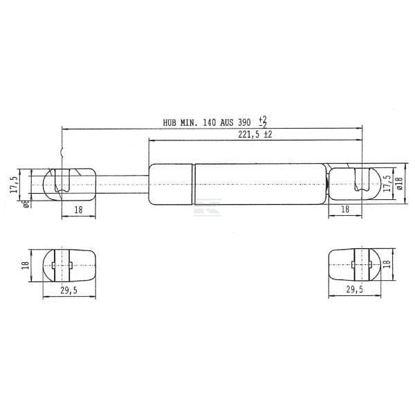 Sprężyna gazowa L390 mm 150N Stabilus CA3069KR | Exvi