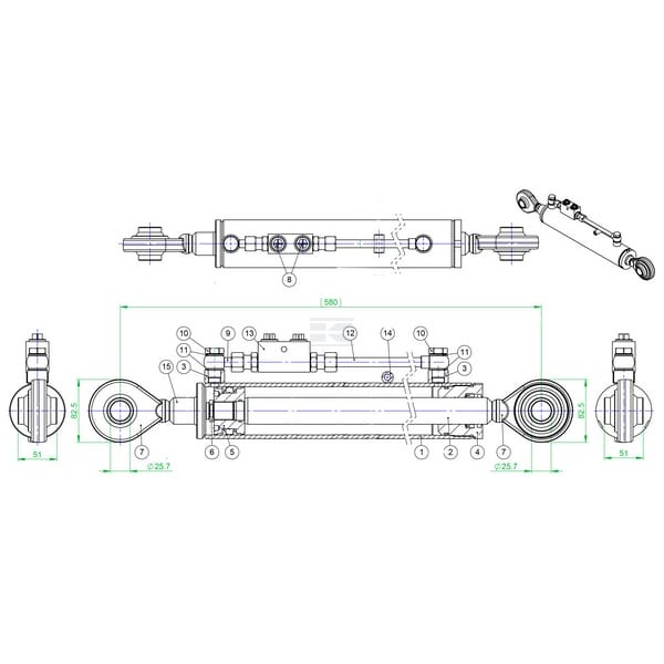 Łącznik górny hydrauliczny TEN/TEV TEVNNE356328222 | Exvi