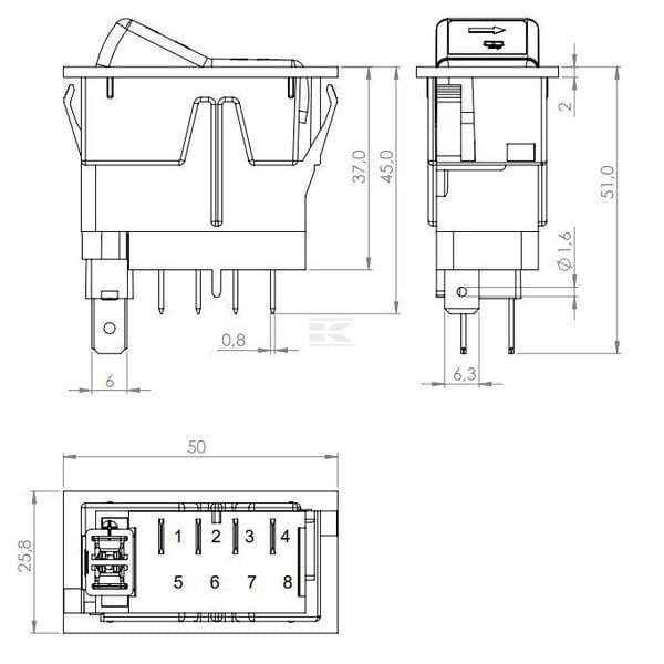 Przełącznik kołyskowy, (I)-0-(II) SW10056KR | Exvi