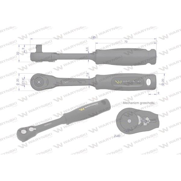 Grzechotka 1/4". 60 T, o zwiększonej WMR001 | Exvi