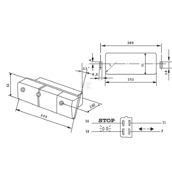 Lampa tylna zespolona 305x62mm, prawa Cobo 02351000 | Exvi