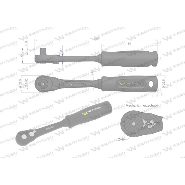 Grzechotka 3/8". 60 T. o zwiększonej WMR002 | Exvi
