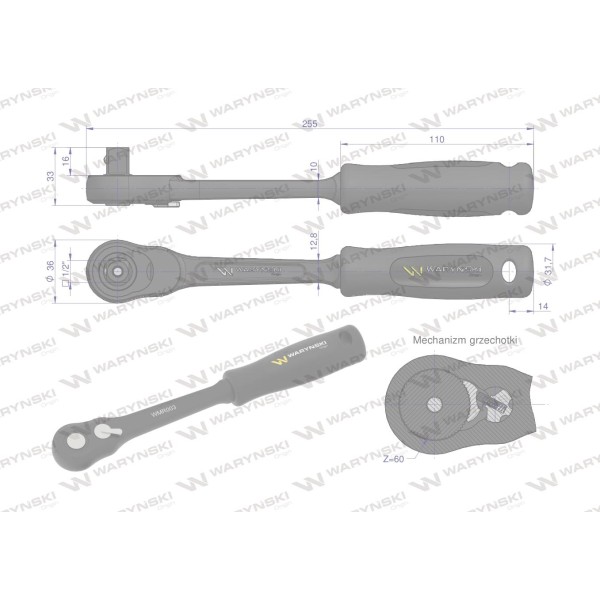 Grzechotka 1/2". 60 T, o zwiększonej WMR003 | Exvi