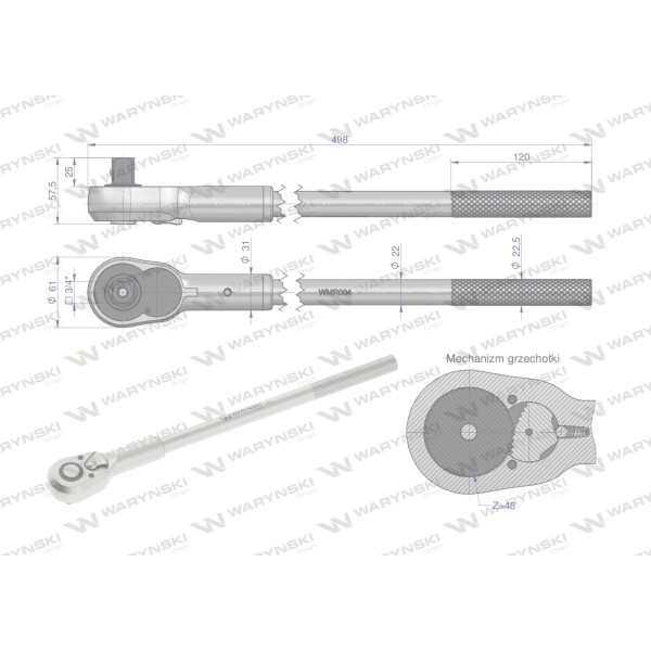 Grzechotka 3/4". 48 T. o zwiększonej WMR004 | Exvi