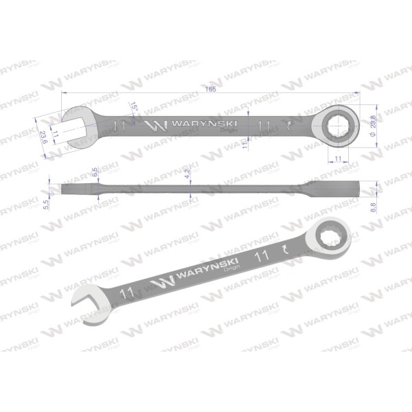 Klucz płasko-oczkowy 11 mm z grzechotką 72 WMK050 | Exvi