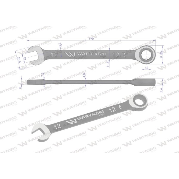 Klucz płasko-oczkowy 12 mm z grzechotką 72 WMK051 | Exvi