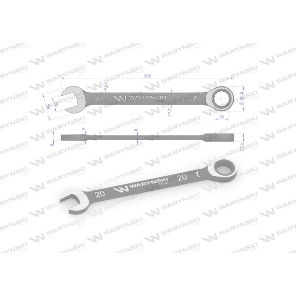 Klucz płasko-oczkowy 20 mm z grzechotką 72 WMK059 | Exvi