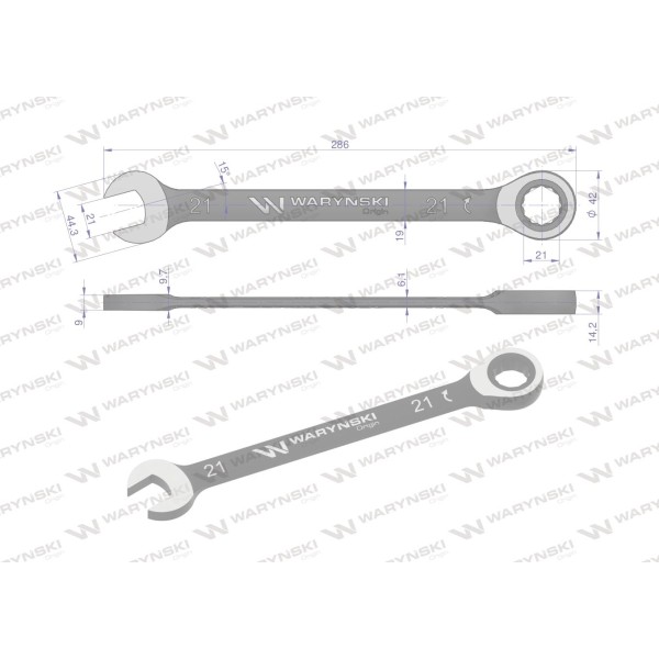 Klucz płasko-oczkowy 21 mm z grzechotką 72 WMK060 | Exvi