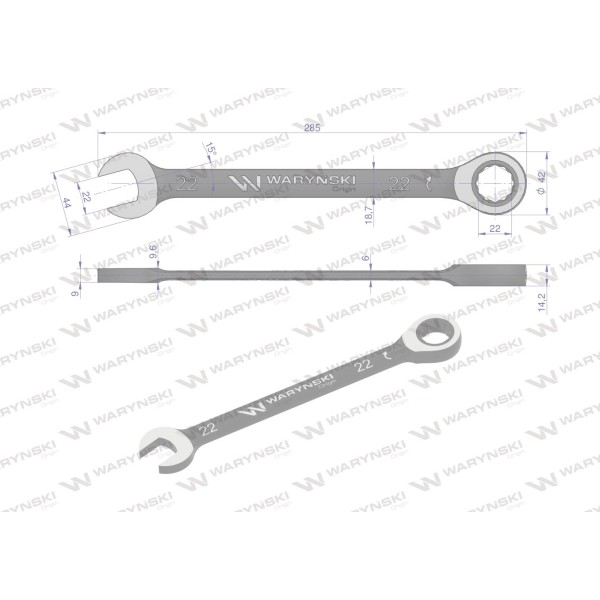 Klucz płasko-oczkowy 22 mm z grzechotką 72 WMK061 | Exvi