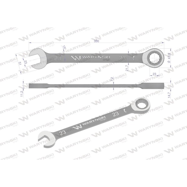 Klucz płasko-oczkowy 23 mm z grzechotką 72 WMK062 | Exvi