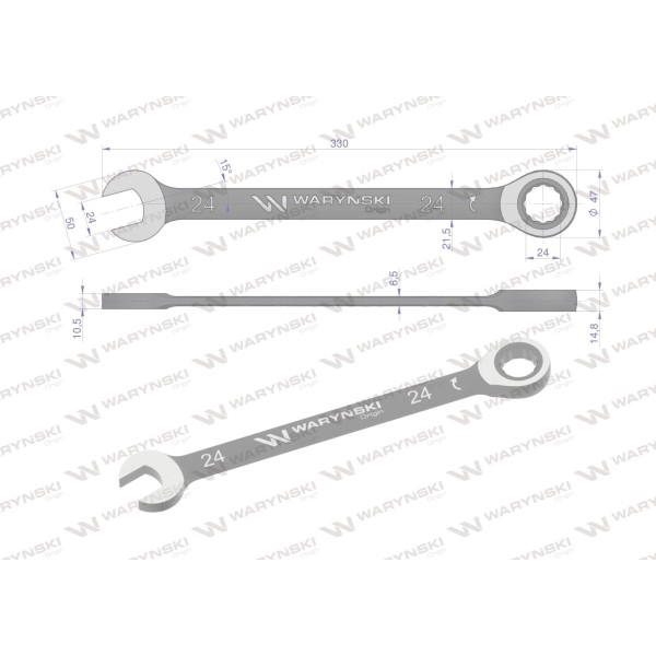 Klucz płasko-oczkowy 24 mm z grzechotką 72 WMK063 | Exvi