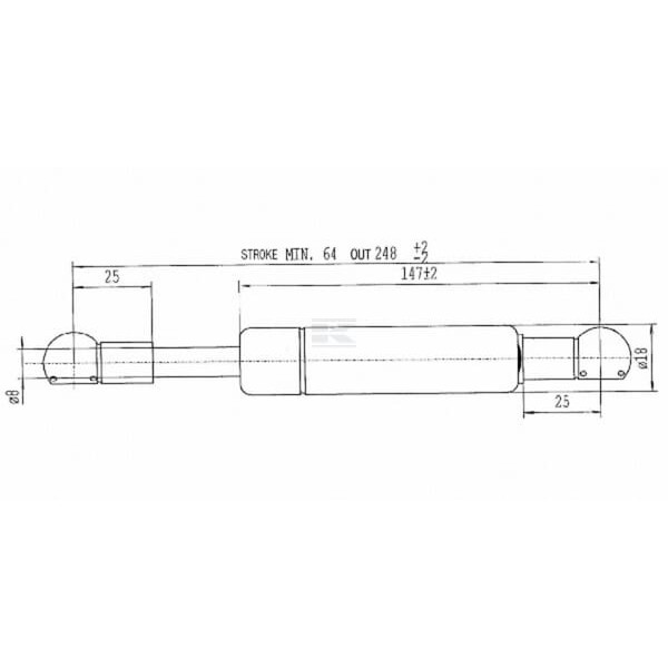 Sprężyna gazowa L248 mm 350N Stabilus CA551244 | Exvi