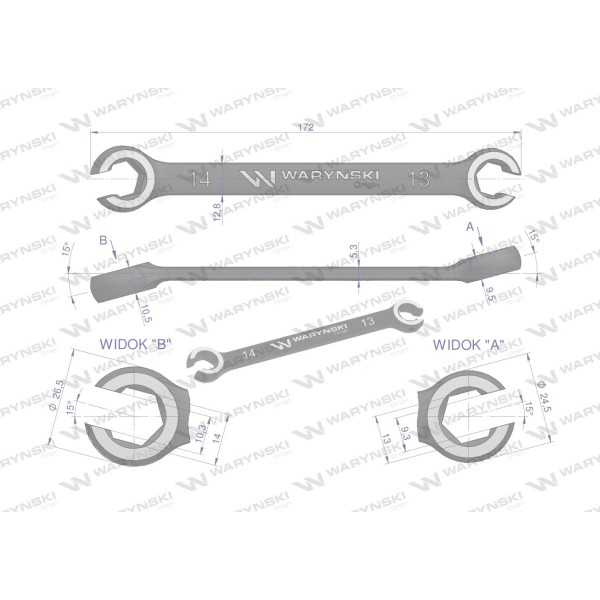 Klucz płasko oczkowy otwarty 13 x 14. Waryński WMK132 | Exvi