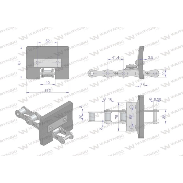 Łańcuch podajnika ziarnowego kpl. 38 5058200195 | Exvi