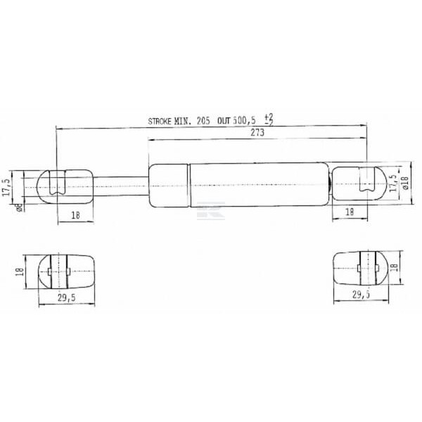 Sprężyna gazowa L500.5 mm 325N Stabilus CA636185 | Exvi