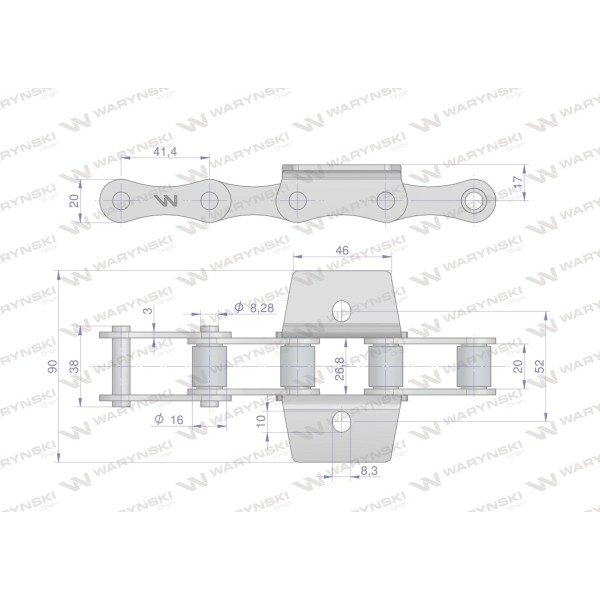Łańcuch przenośnika zastosowanie kombajn 5413110560 | Exvi