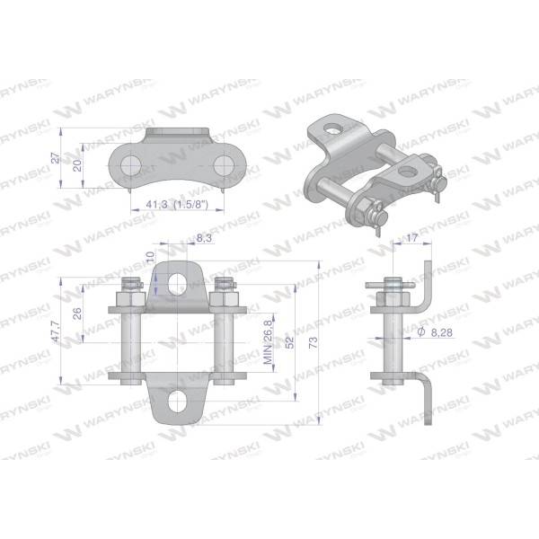 Zamek łańcucha z przyłączemobustronnym S55X ZS55XK2 | Exvi