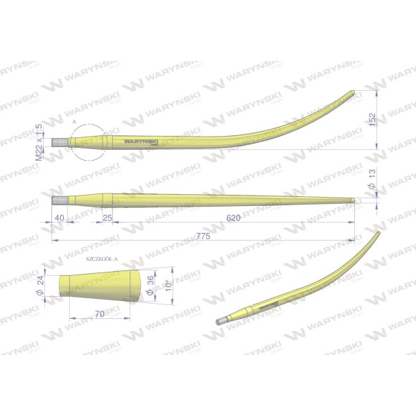 Ząb ładowacza wygięty zamykający L- 780 W9132-780K | Exvi