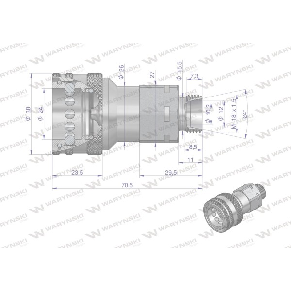 Szybkozłącze hydrauliczne gniazdo WIAM18MZ-50 | Exvi