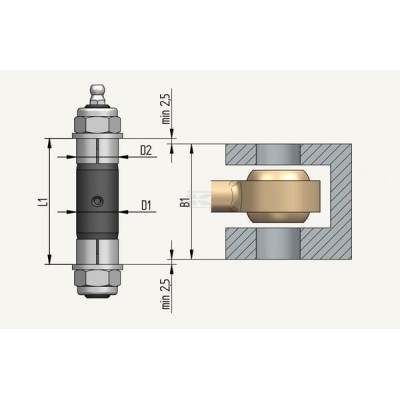 Sworzeń zaciskowy Ø20x60mm tuleja Ø20mm 1000227EXB | Exvi