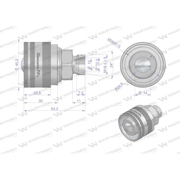 Komplet - zawór wtyczka (Bizon) M18x1.5 WRSM18WT-KP | Exvi
