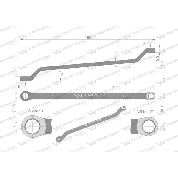 Klucz oczkowy odsadzony 6 x 7 mm. CrV WMK113 | Exvi