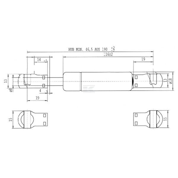 Sprężyna gazowa L190 mm 200N Stabilus CA1667NQ | Exvi