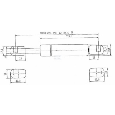 Sprężyna gazowa L585.5 mm 200N Stabilus CA684899 | Exvi