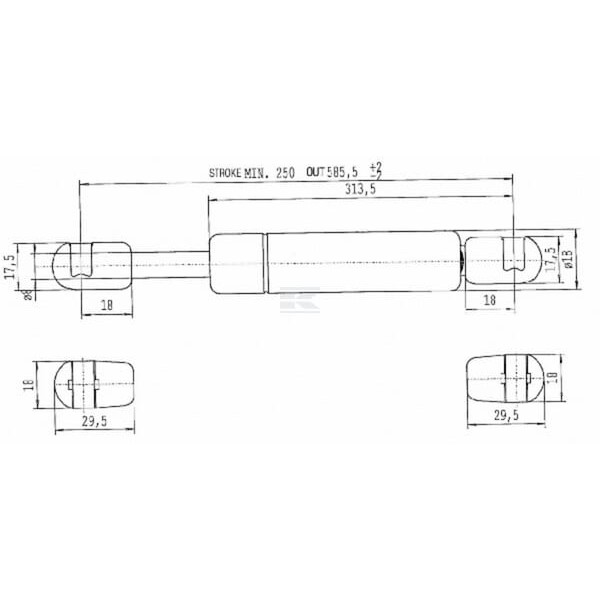 Sprężyna gazowa L585.5 mm 200N Stabilus CA684899 | Exvi