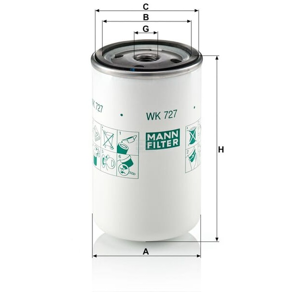 Filtr wymienny paliwa WK727 | Exvi