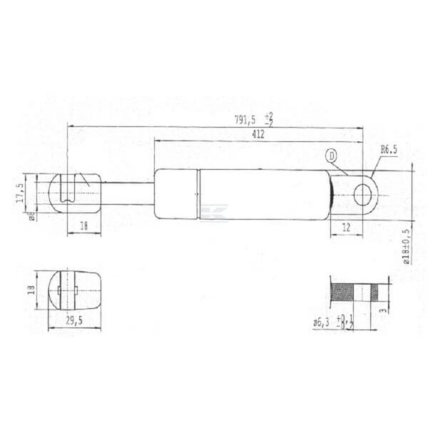 Sprężyna gazowa L791.5 mm 100N Stabilus CA980986 | Exvi