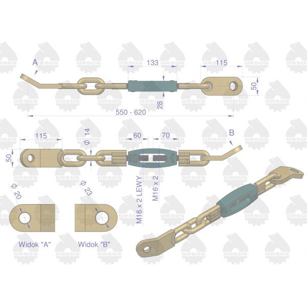Łańcuch boczny stabilizator MF3 ORYGINAŁ 3028577M91U | Exvi