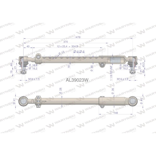 Drążek kierowniczy 478mm AL39023 WARYŃSKI AL39023W | Exvi