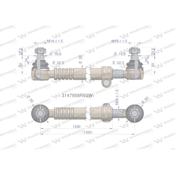 Drążek kierowniczy 3147958R93 WARYŃSKI 3147958R93W | Exvi