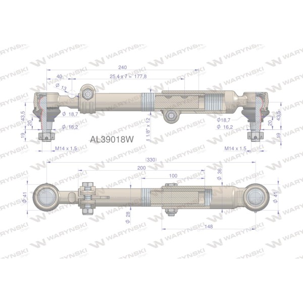 Drążek kierowniczy 330mm AL39018 WARYŃSKI AL39018W | Exvi