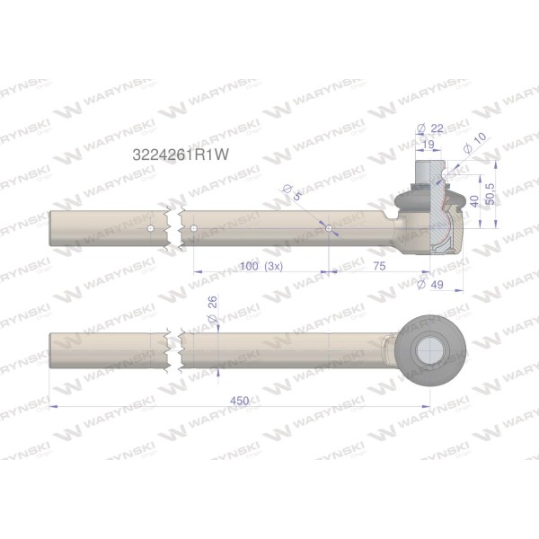 Przegub kierowniczy 4-otwory 3224261R1 3224261R1W | Exvi