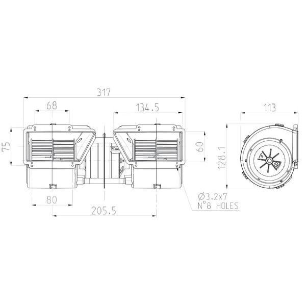 Dmuchawa podwójna 12V 005-A45-02 L301 30001803 | Exvi