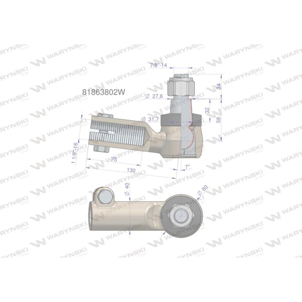 Przegub kierowniczy 1.1/8" 81863802 81/86-380/2 | Exvi