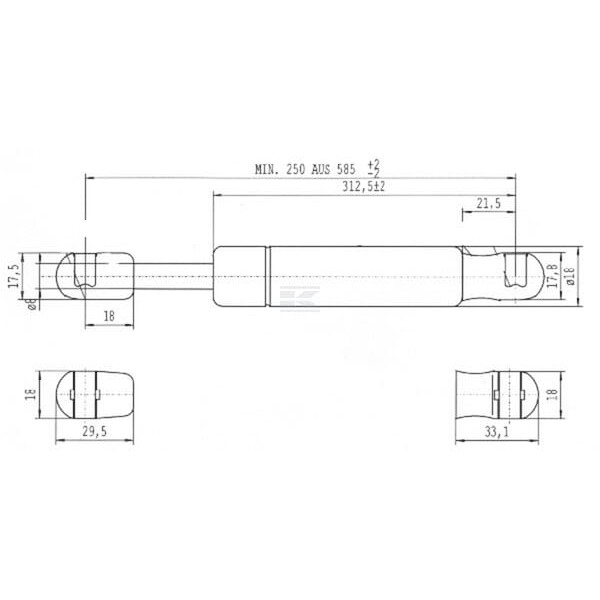 Sprężyna gazowa L585 mm 250N Stabilus CA752967 | Exvi