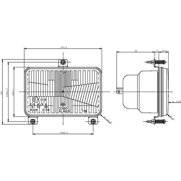 Element optyczny reflektora, prostokątny 05376000 | Exvi