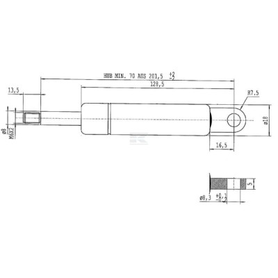 Sprężyna gazowa L215 mm 180N Stabilus CA288616 | Exvi