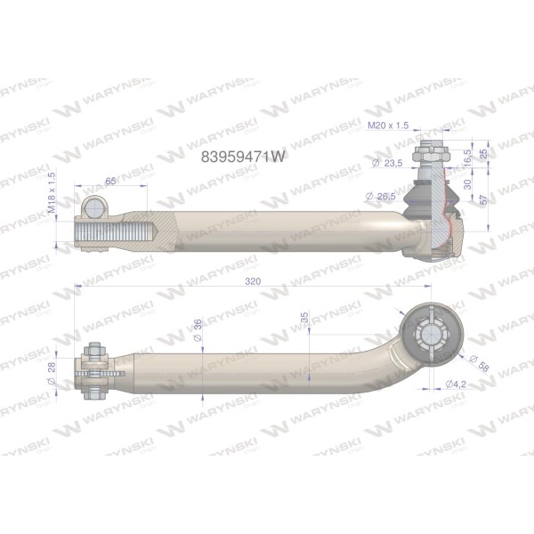 Przegub kierowniczy M18x1.5 83959471 83/95-947/1 | Exvi